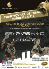Match de Handball Issy-Paris vs le Havre au profit de la recherche sur la sclérose en plaques. Le dimanche 20 janvier 2013 à Issy les Moulineaux. Hauts-de-Seine.  16H00